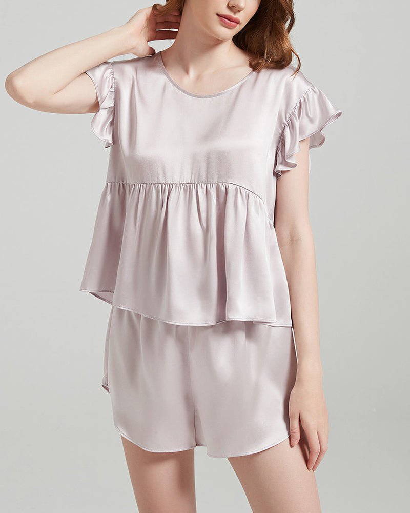 Willluxe® Pure Silk Flutter Sleeve Pajama Set