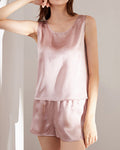Willluxe® 100% Mulberry Silk Lounge Set - Sleeveless Tank & Shorts Sleepwear