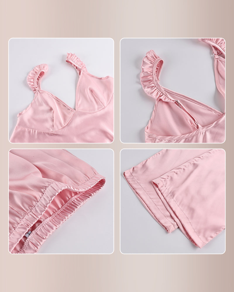 Willluxe® Ruffle Cami & Wide Leg Pant Pajama Set