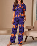 Willluxe® Halloween Pumpkin & Bat Print Loungewear Set