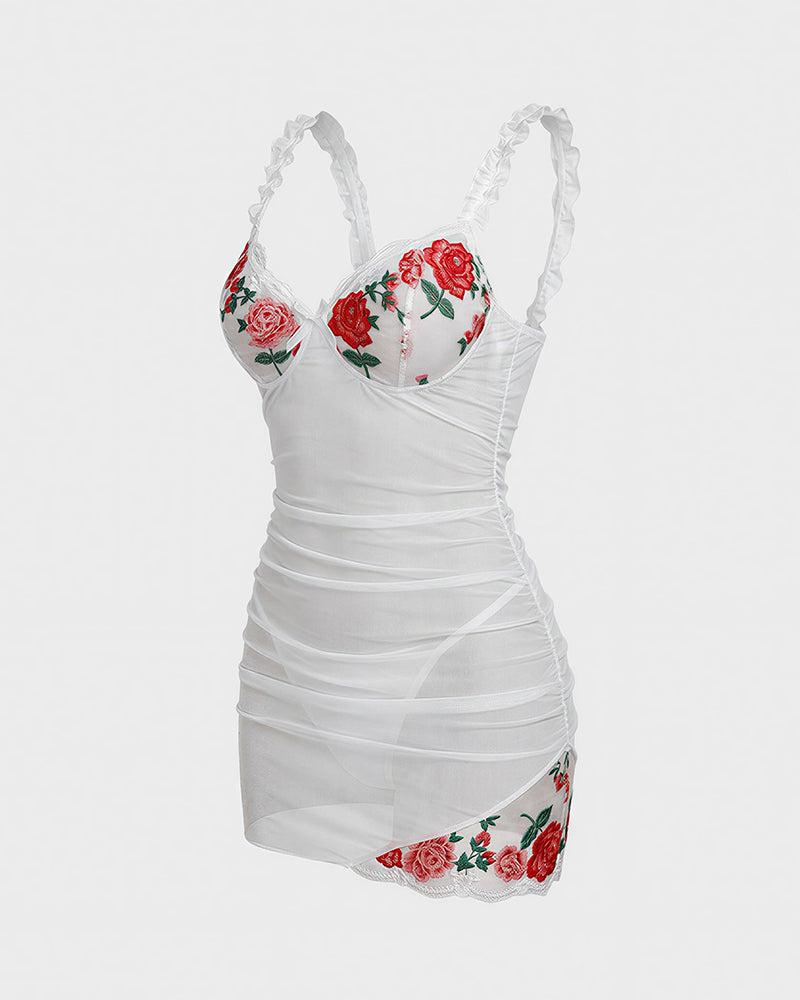 Willluxe® Sheer Mesh Underwire Lingerie Slip Dress