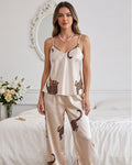 Willluxe® Silky Leopard Print Camisole Lounge Set
