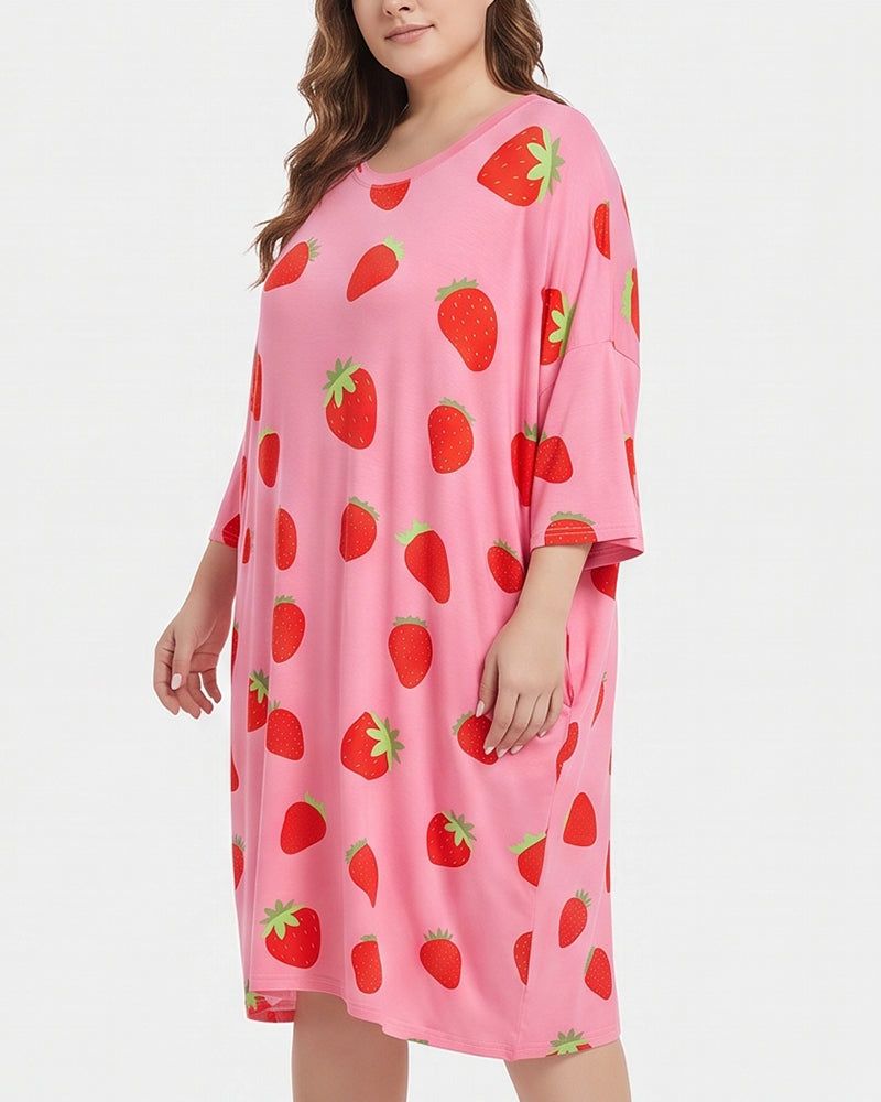 Willluxe® Cozy Graphic Oversized Sleep T-Shirt Dress with Pockets