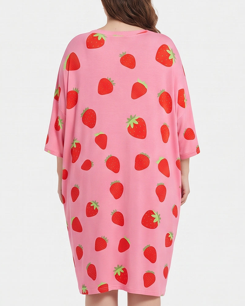 Willluxe® Cozy Graphic Oversized Sleep T-Shirt Dress with Pockets