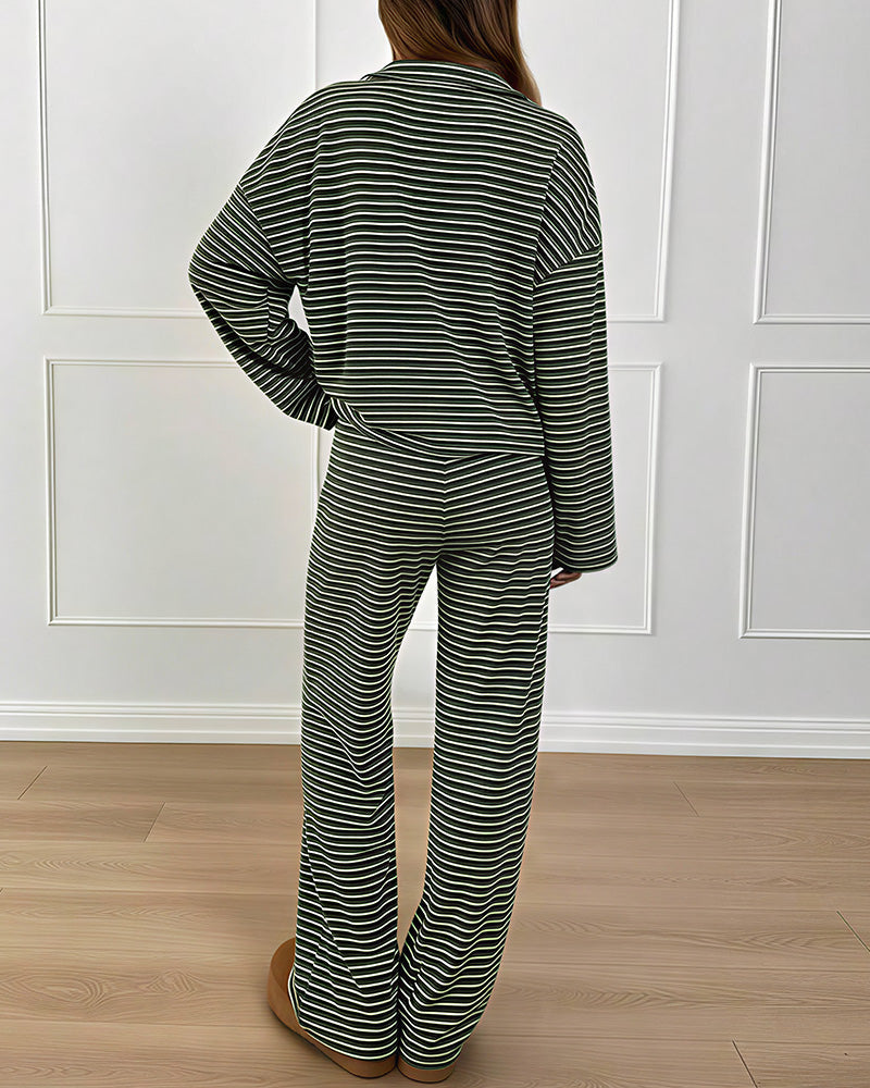 Willluxe® Striped Polo Loungewear Set