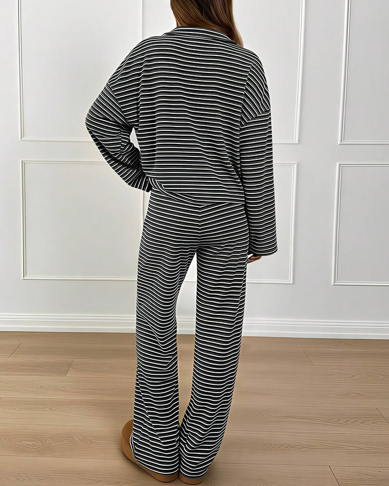 Willluxe® Striped Polo Loungewear Set