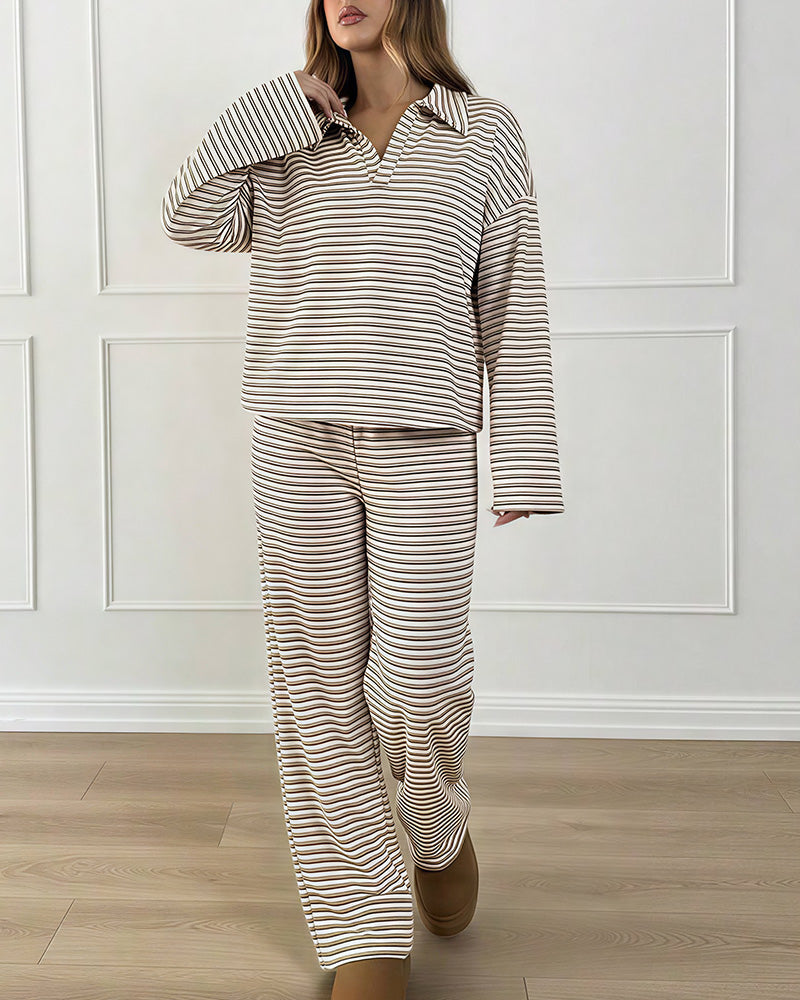Willluxe® Striped Polo Loungewear Set