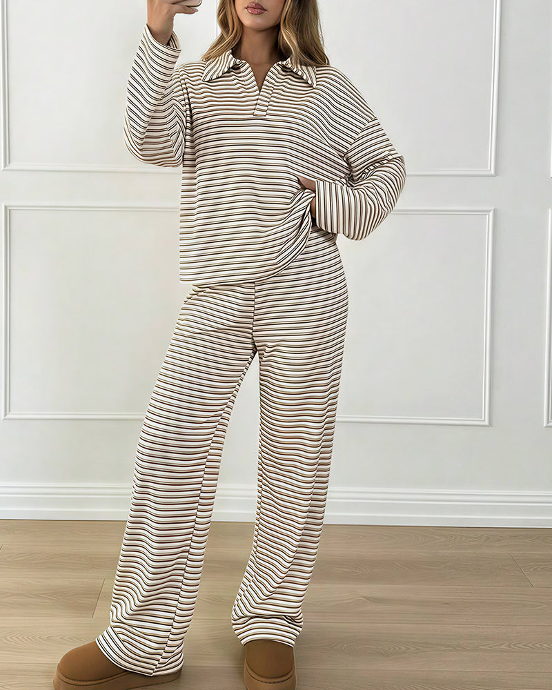 Willluxe® Striped Polo Loungewear Set