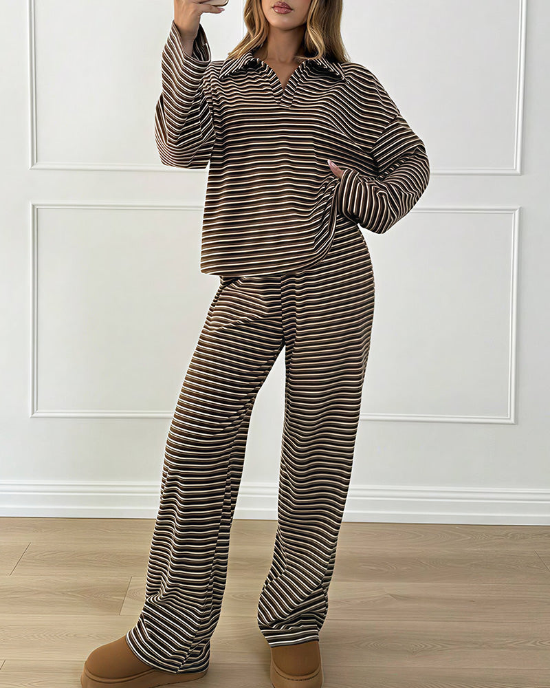 Willluxe® Striped Polo Loungewear Set