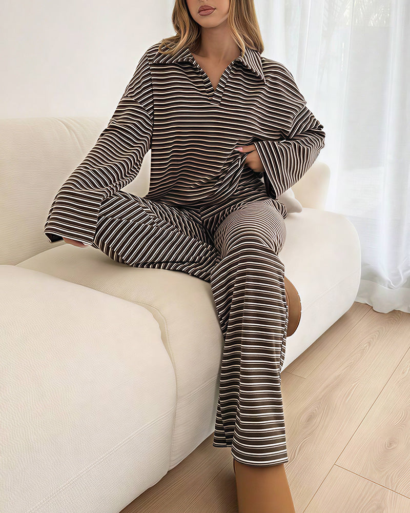 Willluxe® Striped Polo Loungewear Set