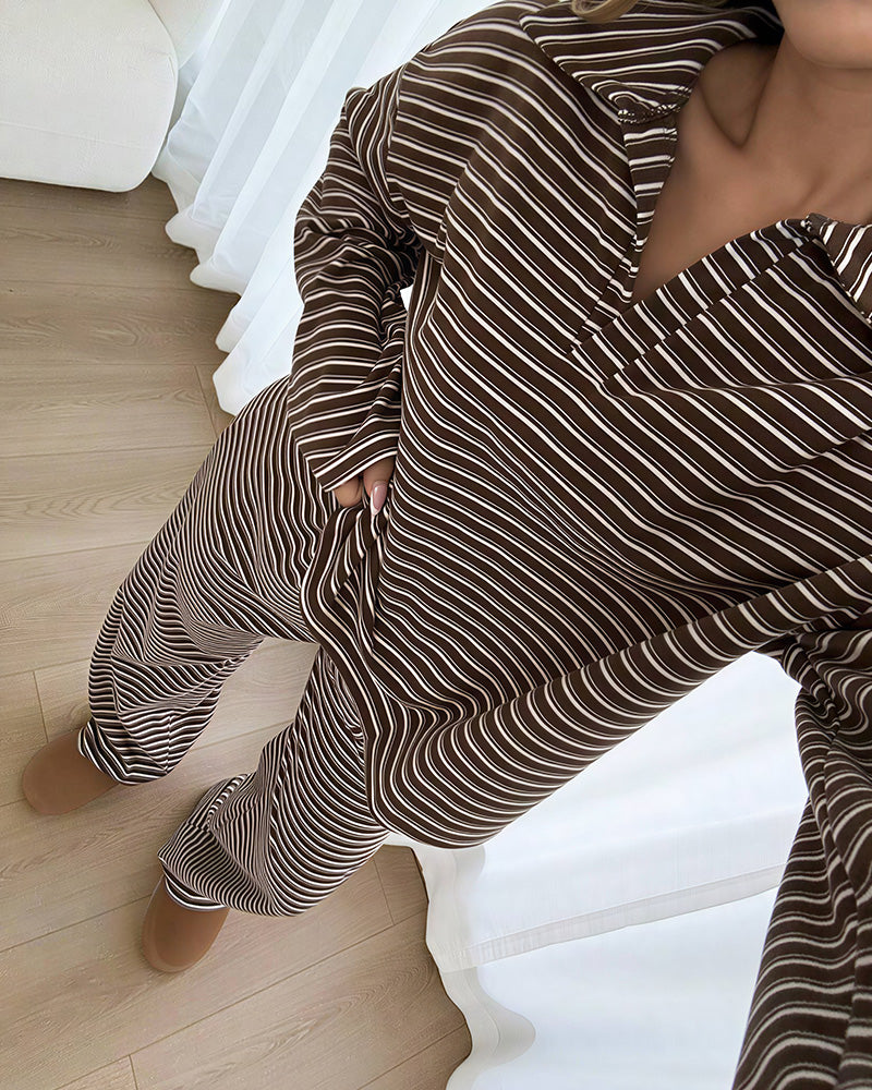 Willluxe® Striped Polo Loungewear Set