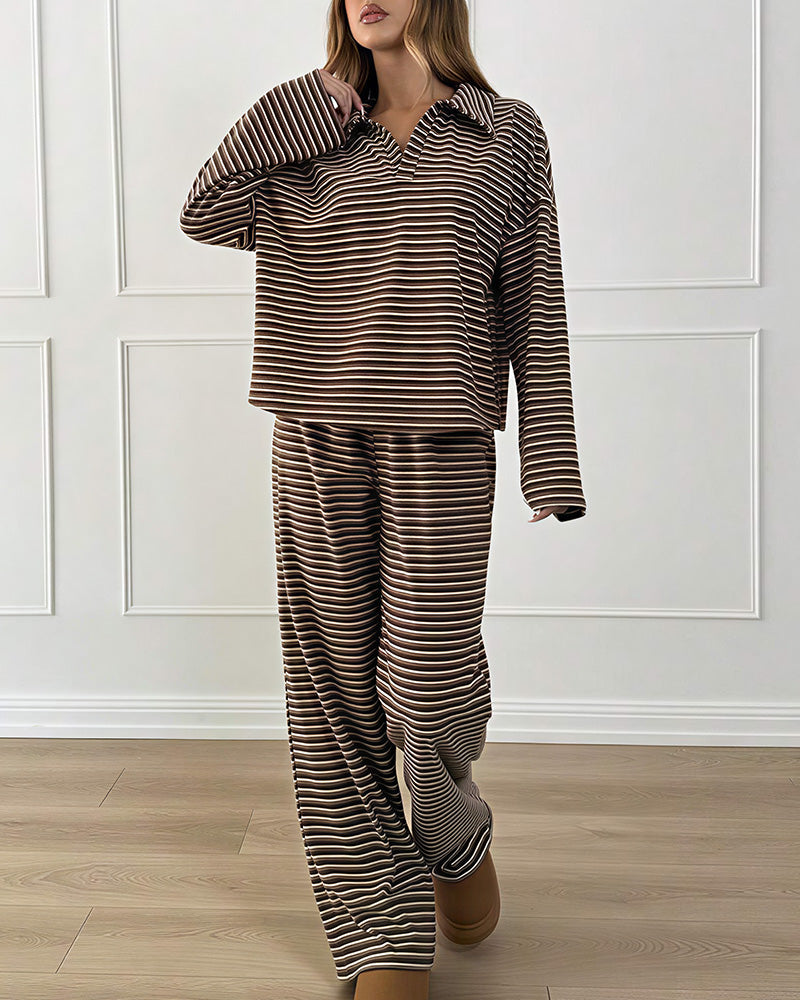 Willluxe® Striped Polo Loungewear Set