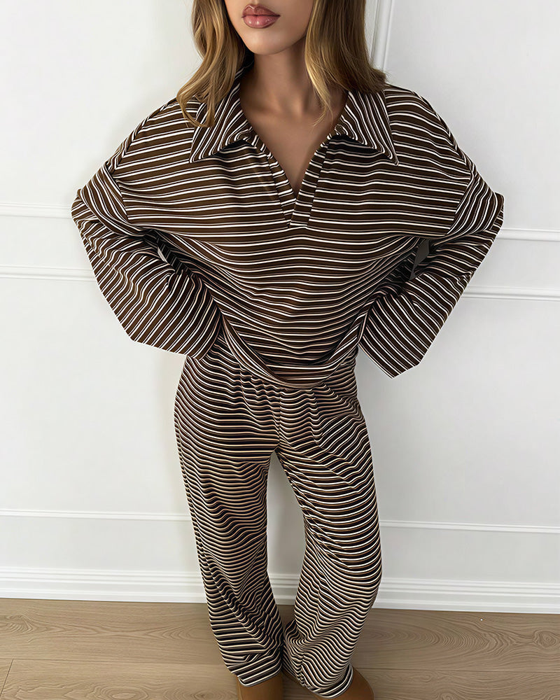 Willluxe® Striped Polo Loungewear Set