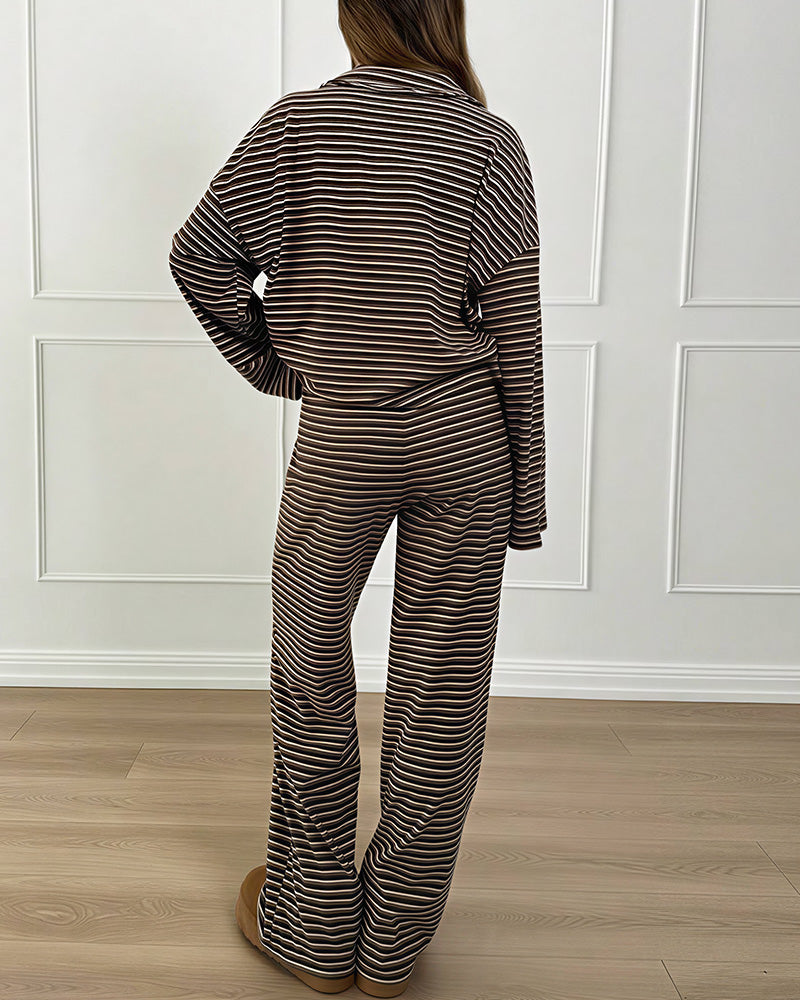 Willluxe® Striped Polo Loungewear Set