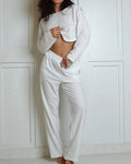 Willluxe® Crop Top & Relaxed Pants Pointelle 2-Piece Lounge Set