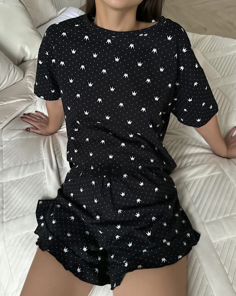 Willluxe® Sweet Dreams Star Print Ruffle Pajama Set