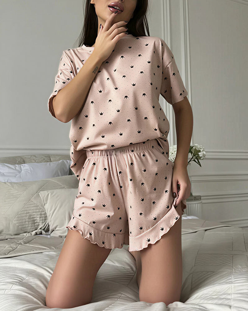 Willluxe® Sweet Dreams Star Print Ruffle Pajama Set