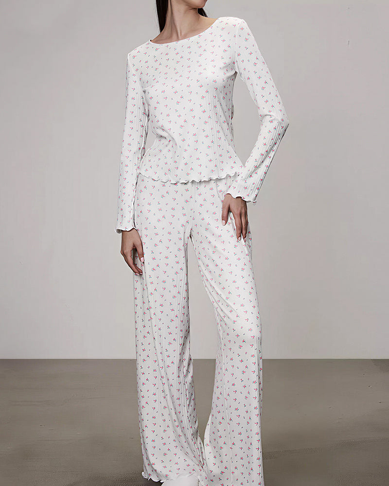 Willluxe® Floral Cotton Long Sleeve Pajama Set
