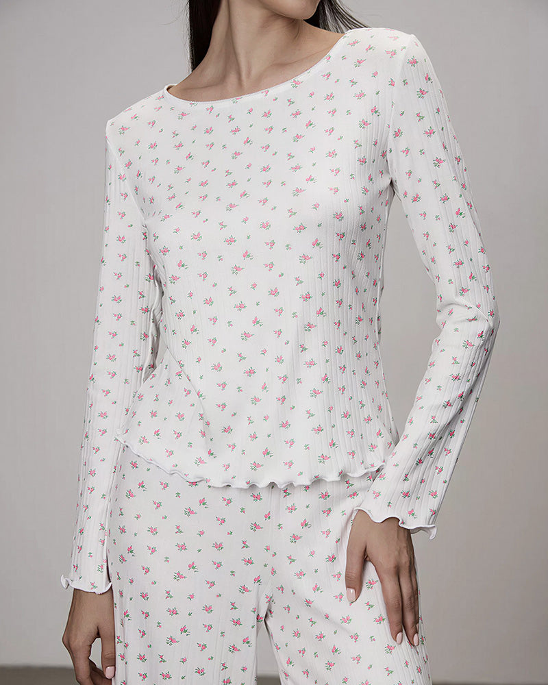 Willluxe® Floral Cotton Long Sleeve Pajama Set