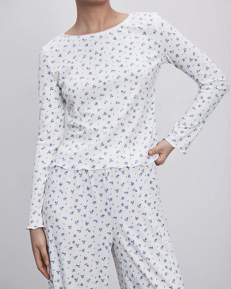 Willluxe® Floral Cotton Long Sleeve Pajama Set