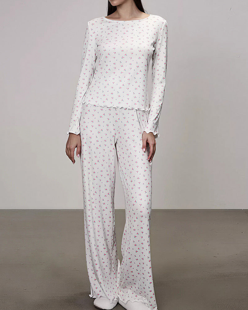 Willluxe® Floral Cotton Long Sleeve Pajama Set