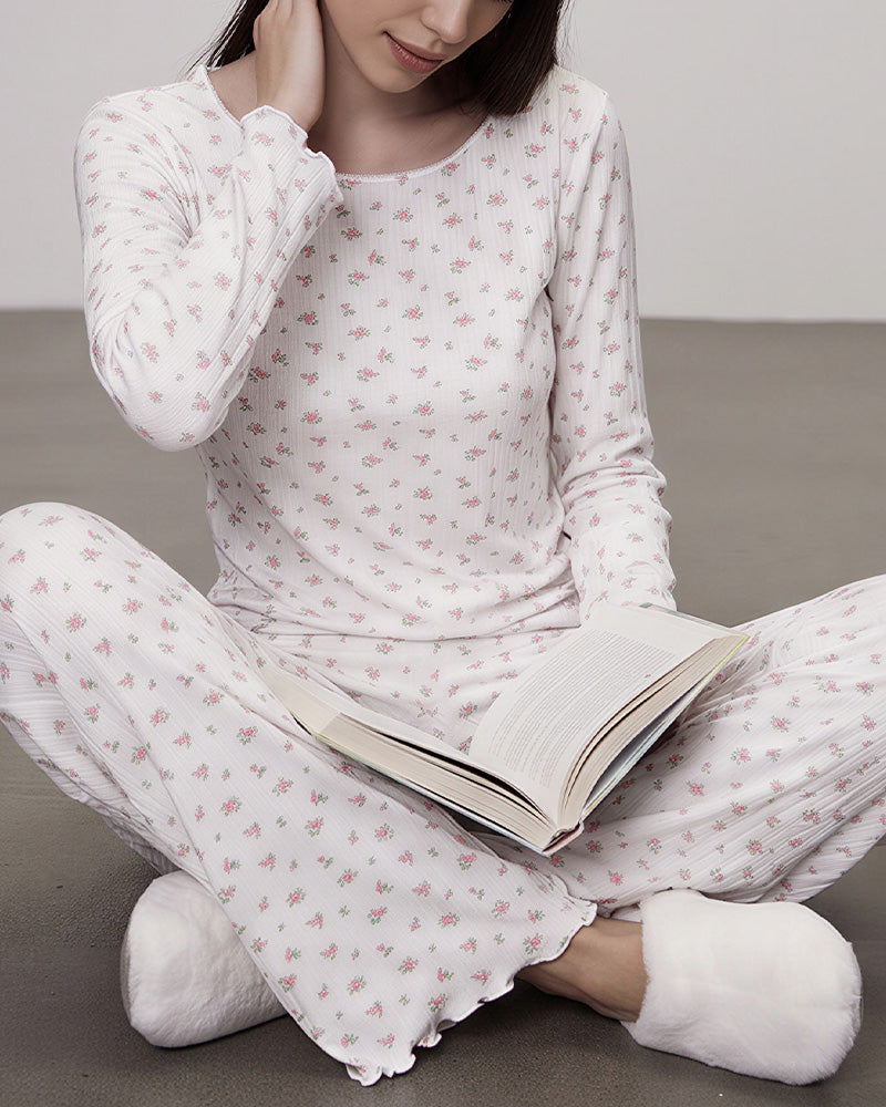 Willluxe® Floral Cotton Long Sleeve Pajama Set
