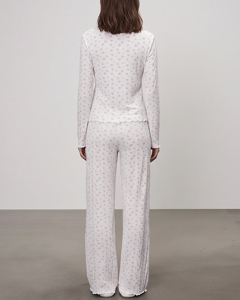 Willluxe® Floral Cotton Long Sleeve Pajama Set