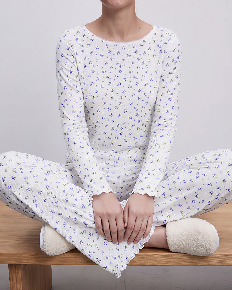Willluxe® Floral Cotton Long Sleeve Pajama Set