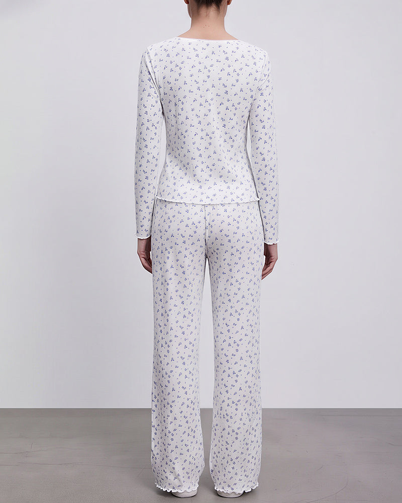 Willluxe® Floral Cotton Long Sleeve Pajama Set
