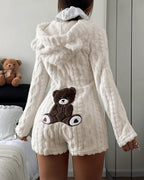 Willluxe® Cozy Bear Ear Plush Hooded Romper Onesie