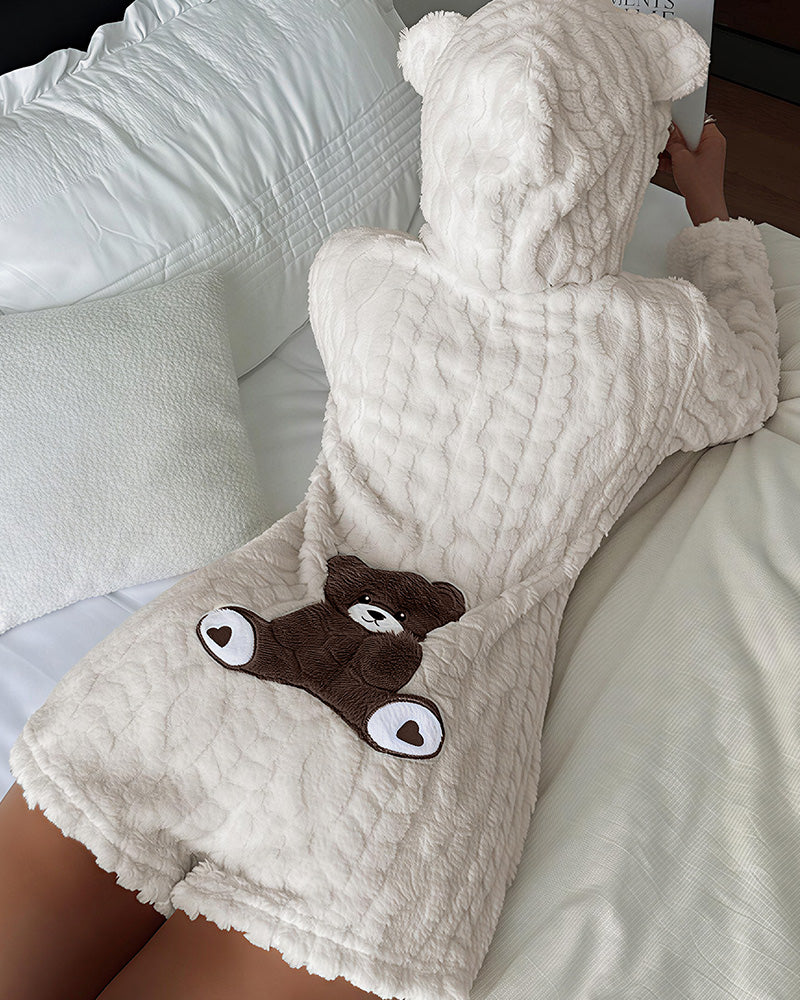 Willluxe® Cozy Bear Ear Plush Hooded Romper Onesie
