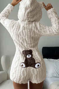 Willluxe® Cozy Bear Ear Plush Hooded Romper Onesie