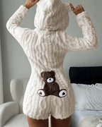 Willluxe® Cozy Bear Ear Plush Hooded Romper Onesie