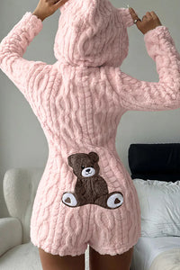 Willluxe® Cozy Bear Ear Plush Hooded Romper Onesie