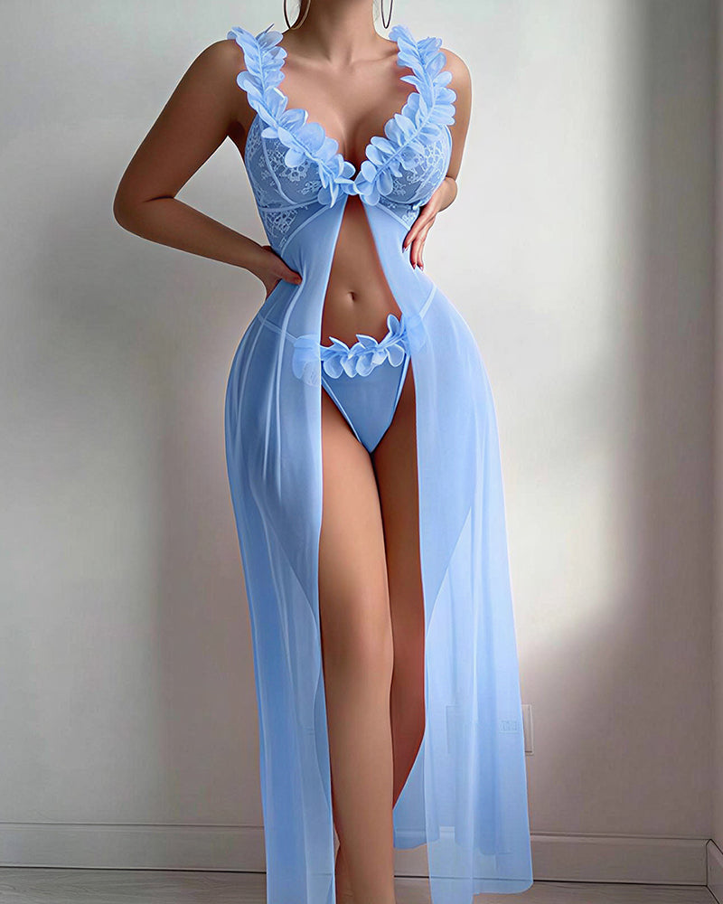 Willluxe® Sheer Mesh Long Lingerie Gown