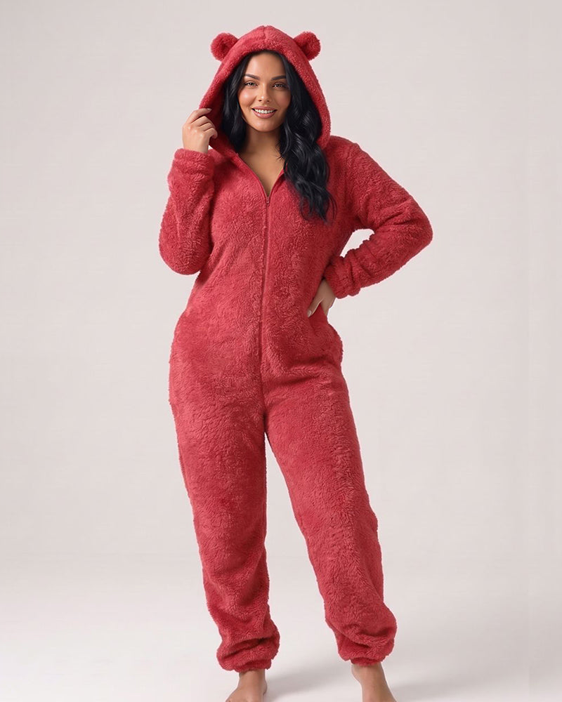 Willluxe® Cozy Cloud Fluffy Hooded Onesie Jumpsuit