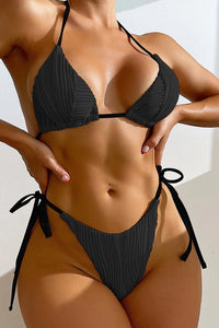 Willluxe® Striped Tie-Front Bikini Swimwear