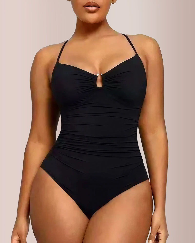 Willluxe® Smart Sculpt U-Ring Cut-Out One-Piece Swimwear