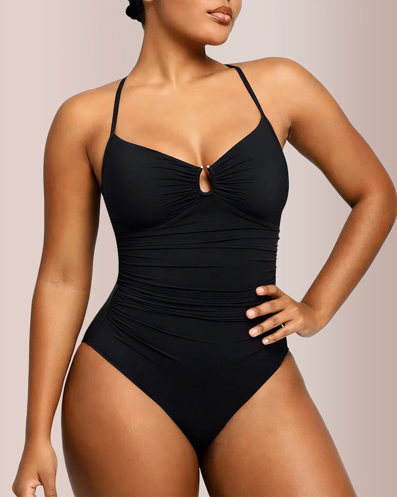 Willluxe® Smart Sculpt U-Ring Cut-Out One-Piece Swimwear