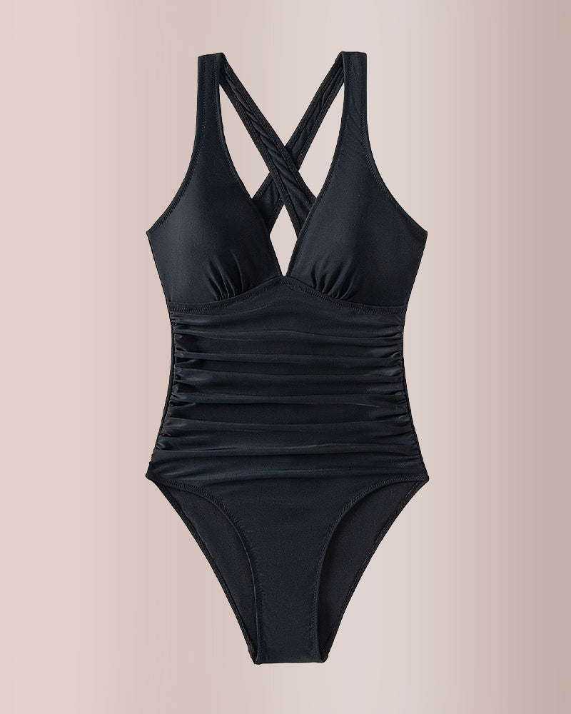 Willluxe® Women’s Ruched Tummy Control One-Piece Swimsuit
