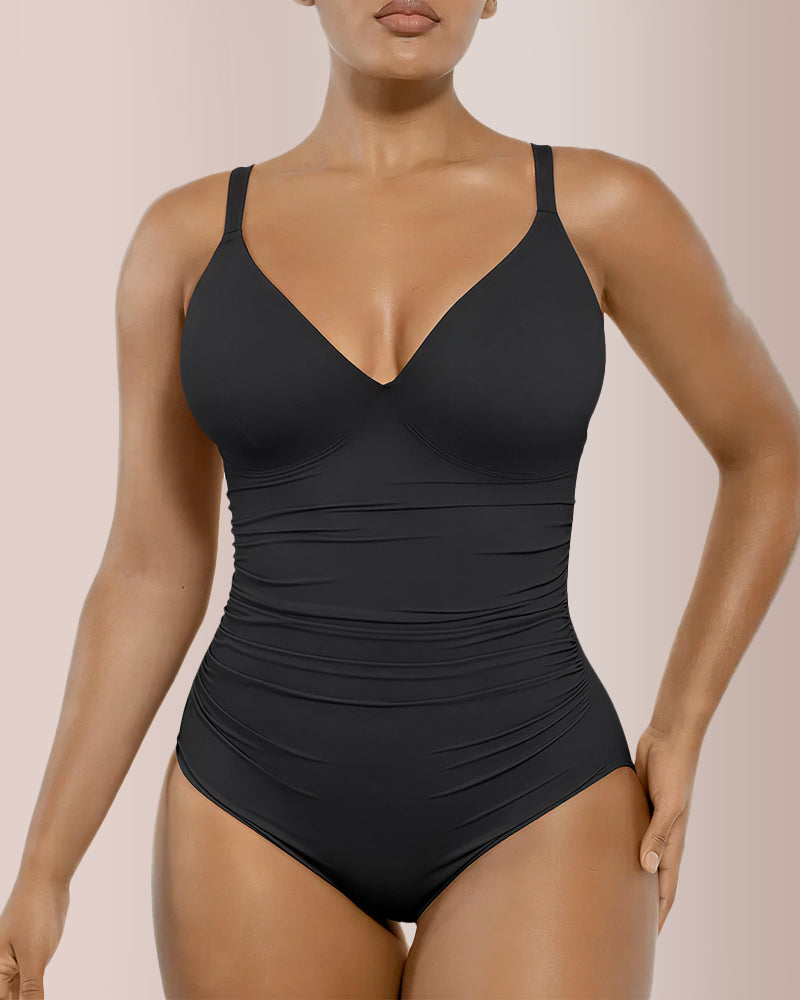 Willluxe® Back Drawstring V-Neck One-Piece Swimwear