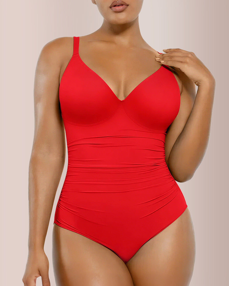 Willluxe® Back Drawstring V-Neck One-Piece Swimwear