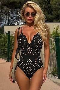 Willluxe® Laser Cut One-Piece Swimwear & Cover Skirt Set