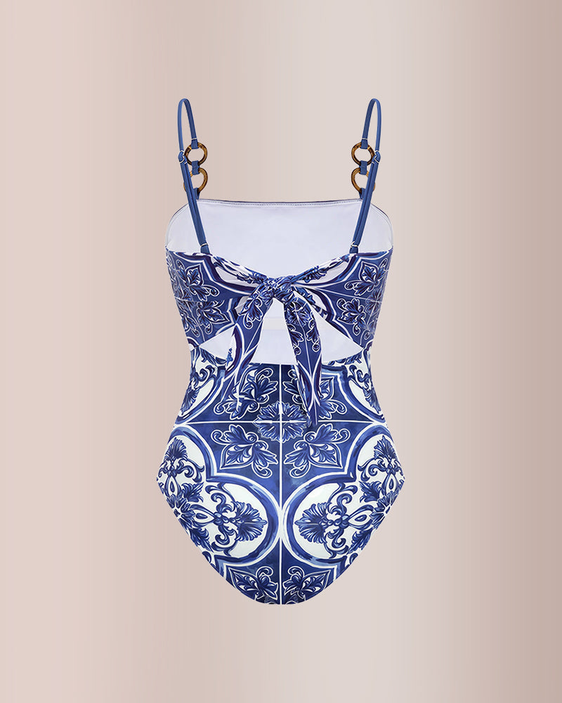 Willluxe® Majolica Print Sling One-Piece Swimwear