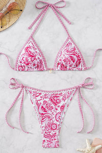Willluxe® Blue Gradient Print String Bikini Swimwear