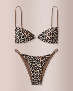 Willluxe® Wild Luxe Pearl Detail Leopard Thong Bikini Swimwear