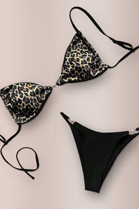 Willluxe® Luxe Leopard Pearl Hardware Bikini Swimwear