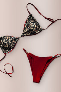 Willluxe® Luxe Leopard Pearl Hardware Bikini Swimwear