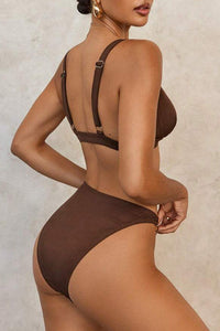 Willluxe® Solid Color Metal Decorated Swimsuit Set