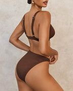 Willluxe® Solid Color Metal Decorated Swimsuit Set
